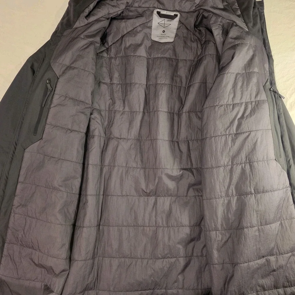 Viev Men's Gore-Tex Dante Insulated Long Jacket‎ Hooded, Size XL, Gray Black